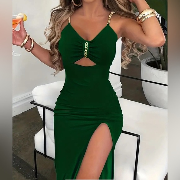 Dresses & Skirts - Sexy Green Dress with Split